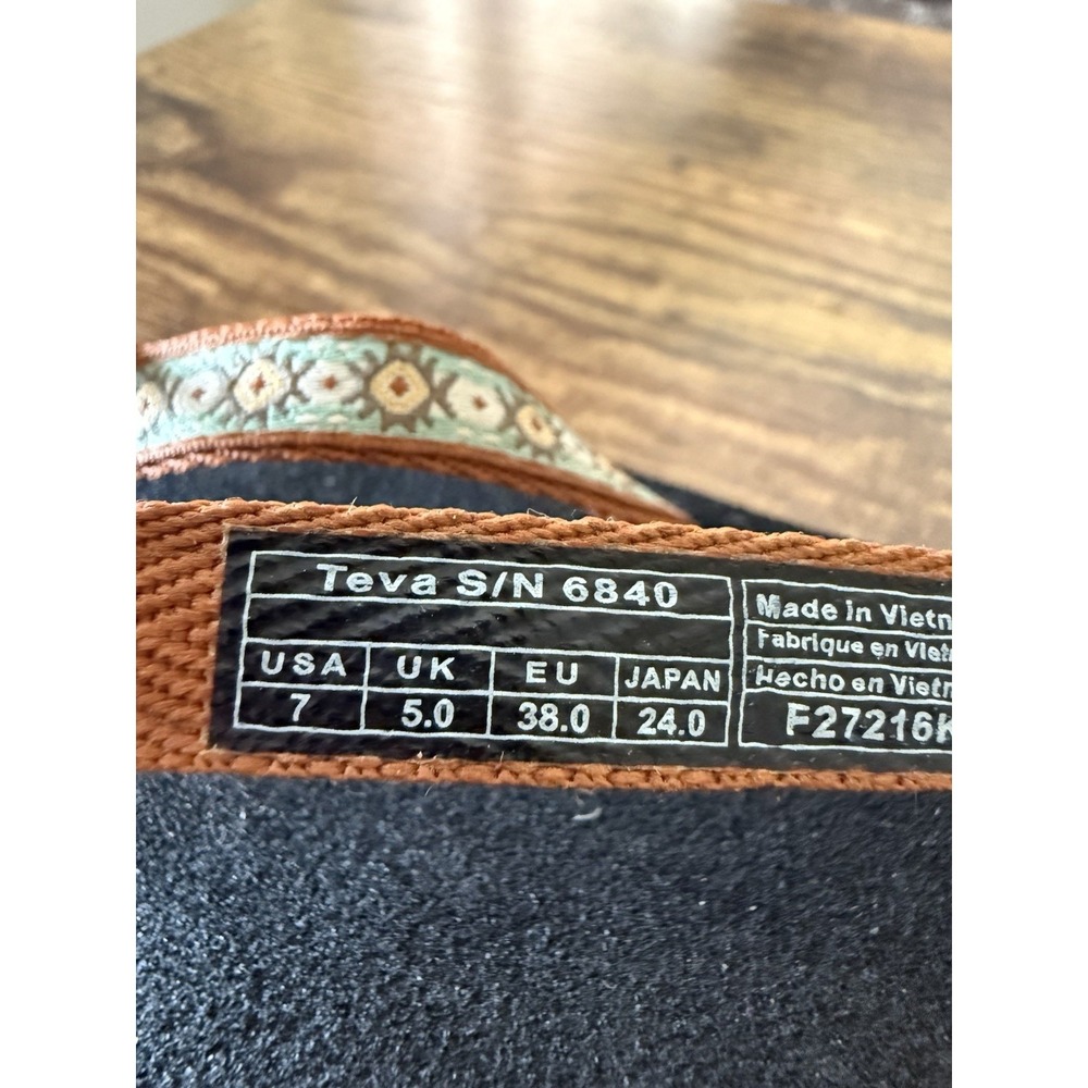 Teva Sandals Comfort Flip Flop Women's 7 Brown Aqua Strappy Camping Summer - Picture 5 of 5